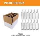 - W5 Bordeaux Wine Bottles  12 Clear  750 Ml Empty Bottles - No Corks Included