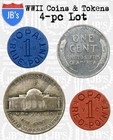 Wwii 1943 Steel Cent  1943 Silver War Nickel  Opa Food Ration Tokens World War 2