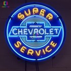 24 x24  Super Service Chevrolet Corvette Garage Real Glass Neon Sign Beer Light