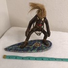 Wooden Primitive Surfing Tribal Statue Tiki  Figurine Surf Hand Carved Painted