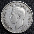Old Canadian Coin 1945 - 50 Cents Half Dollar  800 Silver - King George Vi