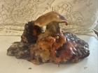 Candle Sculpture Mushroom Wax Novelty Vintage 1970 s Art Wood Base
