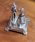 Wow Antique German 800 Silver Mini Group - Clown   Trick Dog 1 7  H 1 7  Sq Base