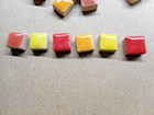 205pcs 1cm Square Ceramic Mosaic Tiles  orange  Yellow  Red  Lime Green  Rose 