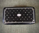 Antique Black Papier  paper  Mache Lacquered Snuff Box  Inlay  Hinged Lid 