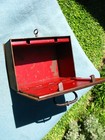 Vintage Heavy Duty Metal  Money Strong Box W Key And   s 7 Amd 2 On Bottom Old