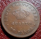 1884 Portuguese India 1 4 Tanga In Vf Condition