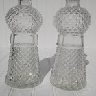 Vtg Pair Of 1960s Diamond Cut Crystal Glass Decanters Set With Stoppers Bottles