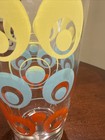 Vintage Mcm Mod Geometric Circle Tapered Highball Glass Yellow Blue Orange 7   