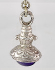 Antique Silver Pocket Watch Chain Set With Cabochoun Amethyst Seal Fob  27 Grams