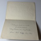 Vintage Mid-century Christmas Card 1950s Snowy Cottage Glitter Wreath Door