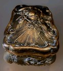 Antique B w Brainard Wilson Art Nouveau Footed Jewelry Trinket Box Roses 6x3 5 