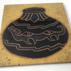 Whipple sibley Ceramic Trivet Tile Native American Art Beige Black Vase 6  X 6 