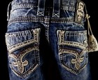  220 Mens Rock Revival Jeans  geras  Leather Inserts 32 X 31