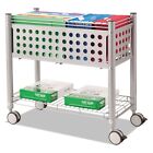 Vertiflex File Cart With Open Top Metal 1 Shelf 2 Bins Matte Gray Vf52000