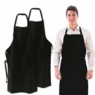 Unisex Black Bib Aprons With Double Pockets For Waiters Chefs Home Cooking 1-50