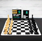 Pro Chess Set  Large Weighted Pieces  Foldable Silicone Board For All Ages