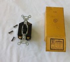 Vintage Hubbell 3-way Flush Light Switch Brown Bakelite Made Usa  W Box Toggle