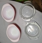 Lot Of 2 Vintage Pyrex 080 Flamingo Pink 8 Oz Casserole Dishes With Lids