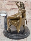 Art Deco Nude Stripper Relaxing Bronze Masterpiece Sculpture Marble Figurine