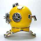 18  Us Navy Mark V Diving Helmet Nautical Divers Yellow Chrome Finish Home D  cor