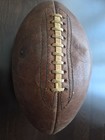 Vtg 1930s-40s Full Size Inch Cowhide Leather Football Ball Inflatable Bladder
