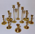 Vintage Lot Of 10 Solid Brass Candleholders Candlesticks Cottagecore Farmhouse 