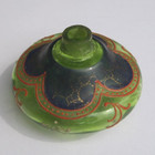 Antique vintage Green Glass Inkwell With Hand-painted Design   Beautiful
