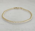 Italian Solid Curb Cuban Bracelet Anklet 14k Yellow Gold Plated Silver 7  8  9 