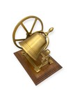 Rotating Table Bell - Brass Table Bell On Wooden Base  Antique Wheel Bell