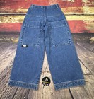 Vtg Zigg s Jeans Sz 8 Boys Kids Baggy Wide Leg Skater Blue Denim Braid Jnco 90s