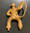 Marx 1950s Roy Rogers 60mm Mounted Cowboy W lasso  Light Brn Vinyl Plastic   