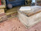 Old Antique Pine Chest  Vintage Wooden Storage Trunk  Blanket Box  Coffee Table 