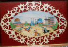 Antique Khatam Kari Framed Miniature Persian Art Painting Polo Match