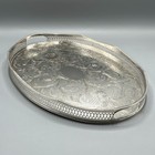 Vintage Silver Plated Gallery Serving Tray Handles Cocktail Drinks Tea English