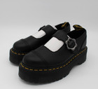 Dr  Martens Addina Flower Buckle Black Leather Platform Mary Jane Shoes - Size 6