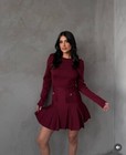 Zara Woman Nwt Pleated Short Knit Dress Burgundy 2142 269 All Sizes
