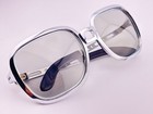 Vintage Polaroid Silver Rectangular Sunglasses 1980s Made In France
