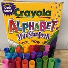 Vtg Crayola Alphabet Mini Stampers 26 Washable Markers W  Desk Stand Complete