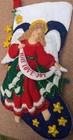 Bucilla Felt Christmas Stocking 18 Inch  Completed Handmade Beaded And Sequined