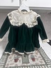 Vintage 1970   s Toddler Girl   s Dress Green Velvet Lace Trim Christmas 3t 
