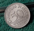 Vintage German 50 Pfennig     1920s Heavily Circulated Coin   1 Coin 