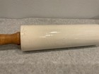 Vintage Early 20th Century Glazed Ceramic Wood Rolling Pin 16 Inch