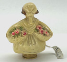Antique Tape Measure Woman With Flowers Celluloid Figural Retractable Antique