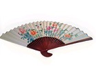 Vintage-beautiful Large Asian Folding Wall Fan Decor Hand Painted 35  X 58   Euc