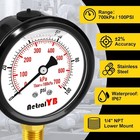 Water Well Pump Liquid Filled Side Lower Mount Pressure Gauge 0 To 100 Psi