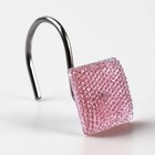Pink Shower Curtain Hooks Ring  12 Pcs Bling Glitter Sparkle Shiny Crystal