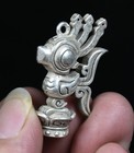 4cm Feng Shui Rare Old Chinese Miao Silver Sanxingdui Phoenix Lucky Pendant