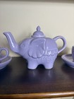 Toy Elephant Teapot Cup Saucer Ceramic Pastel Purple Pottery Barn Kids Set Play