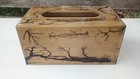 Rustic Wood Tissue Box Cover Handcrafted Fractal Burn Farmhouse Decor